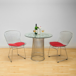 Nat Chromed Steel 3 Piece Dining Set