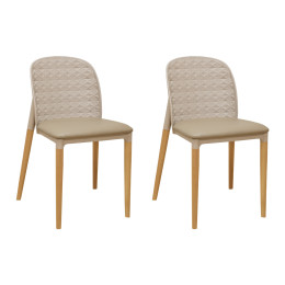 Leaf Dining Chair with Leatherette Seat Cushion (Set of 2)