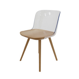Clare Transparent Modern Accent Dining Chair with Solid Seat and Legs
