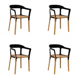 Jasper Steel Wood Dining Chair-4PK