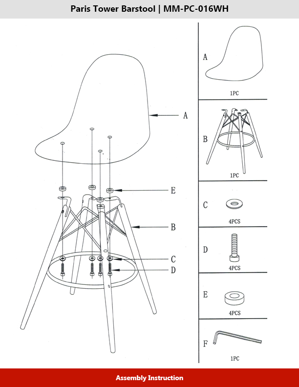 Paris Tower Barstool 2 Pack, Bar Stool Instructions
